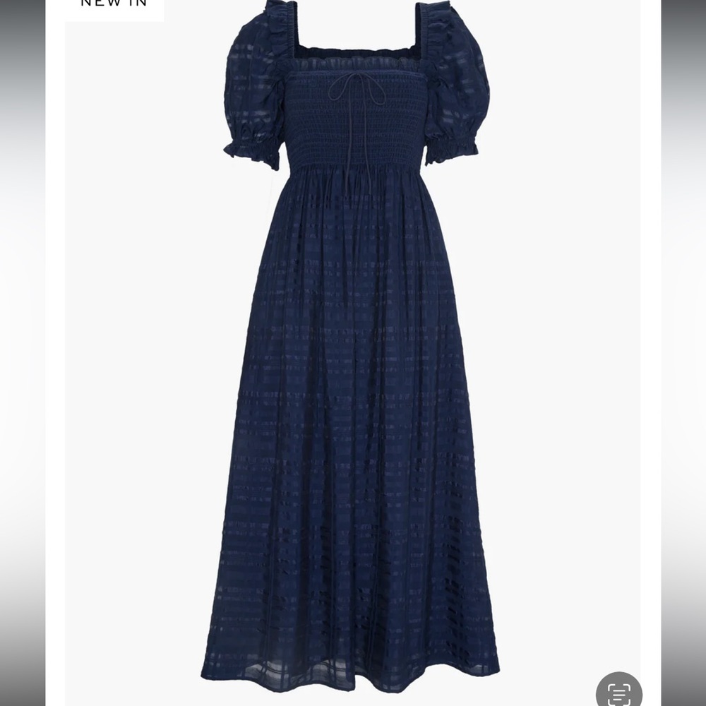 Hill House Scarlett Nap Dress in Navy Sheer Plaid in XXXL